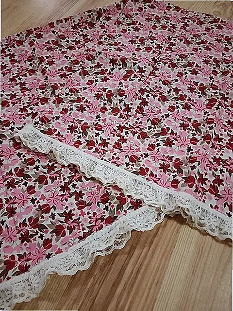 2 King Size Handmade Pillowcases Lace Trim Red Pink Floral Romantic Valentines