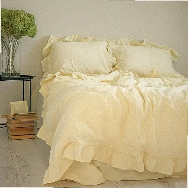 3 PCs beautiful handmade Ruffled duvet cover set, Exclusive Bohemian Bedding set