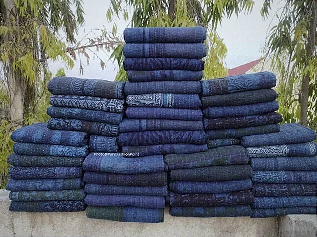 5 Pcs Lot Wholesale Lot indigo Blye Dyed Cotton Kantha Quilt , vintage throws