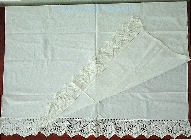 Antique 1930s Lace Day Bed Skirt Hand Made in Transylvania Cottage Farmhouse