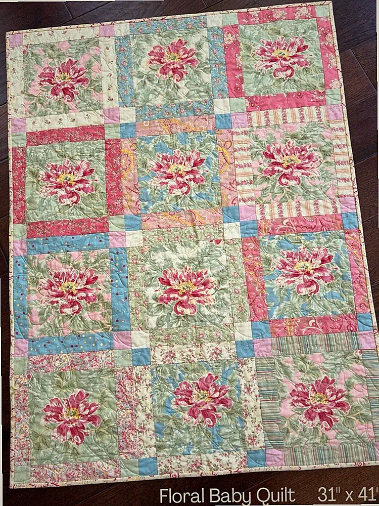 Baby Handmade Quilt - Floral Nursery Blanket-Measures 31” x 41”