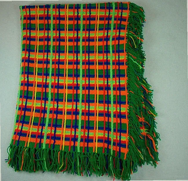 Crochet Knitted Throw Blanket Handmade Granny Multicolour Boho 60 X 48”