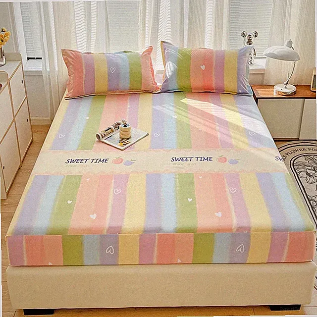 Cute Mattress Cover Soft Comfortable Bedspread Fitted Sheet with Elastic Band