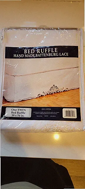 Eddie Bauer Twin Bed Skirt of 100% Cotton Handmade Battenburg Lace White 39X76