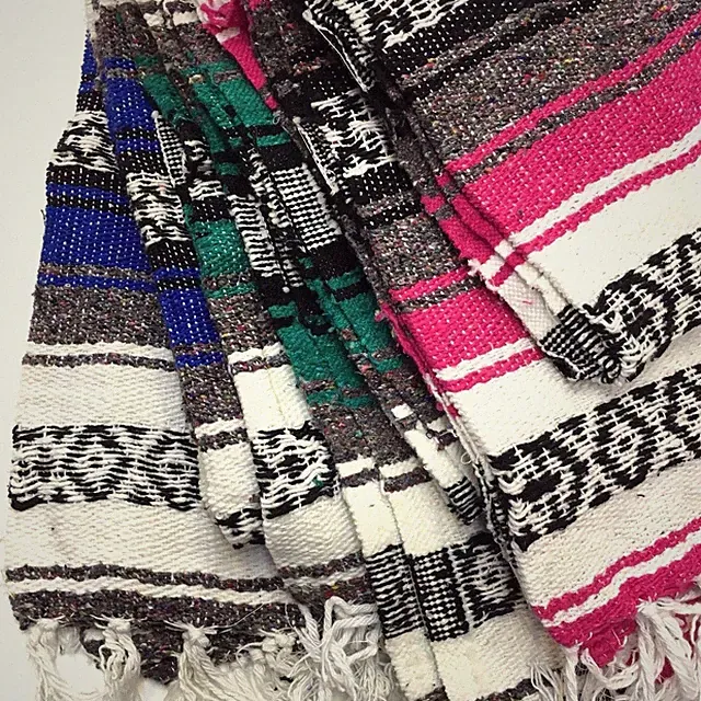 Genuine Falsa Mexican Blanket Hand Woven Serape Throw Yoga Mat Made in Mexico