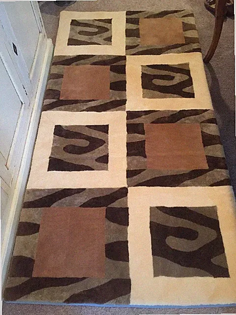 Genuine Shearling Inlaid Mattress Pad, Rug, Wall Hanging OOAK AMAZING ARTWORK!
