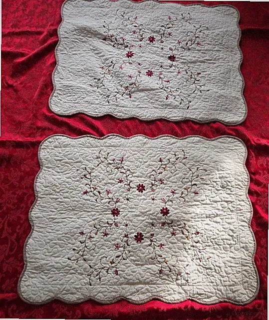 HAND MADE MACHINE QUILTED EMBROIDERED LARGE PILLOW SHAMS
