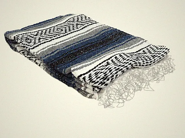 Handmade Classic Mexican Blankets 72"x 49" (Navy)