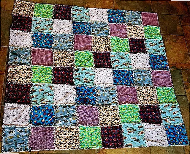 Handmade Cotton Fabric Patchwork Coverlet/Blanket 61.5” X 60”