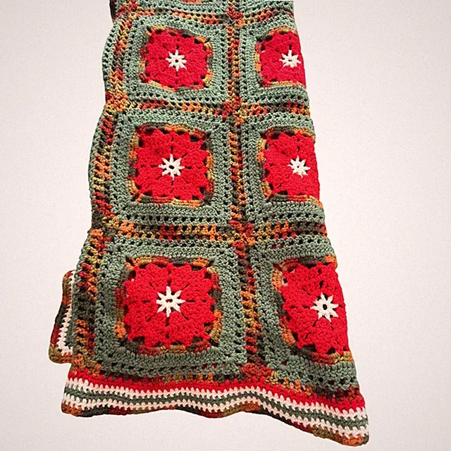 Handmade Knit Crochet Granny Square Throw Blanket Home Lounge Moody Rustic