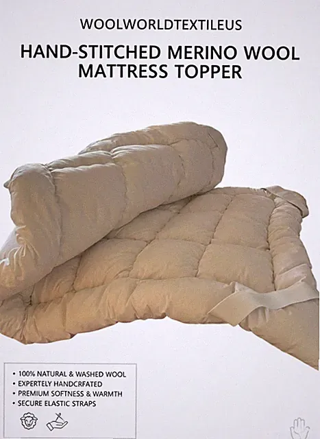 Handmade Merino Wool Mattress Topper [ CREAM-TWIN XL ]Breathable Natural Bed Pad