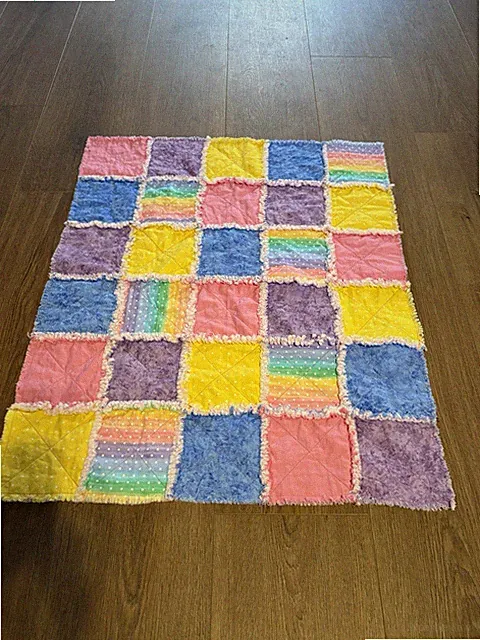Handmade Multicolor Patchwork Cotton Crib Quilt Easy Care Nursery Bedding