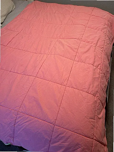Handmade Reversible Comforter Blanket Pink/Light Green 84x58 Quilt Bedding