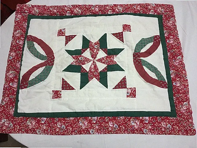 Handmade Vintage Quilted Floral Pillow Sham 28.5" x 23.5"