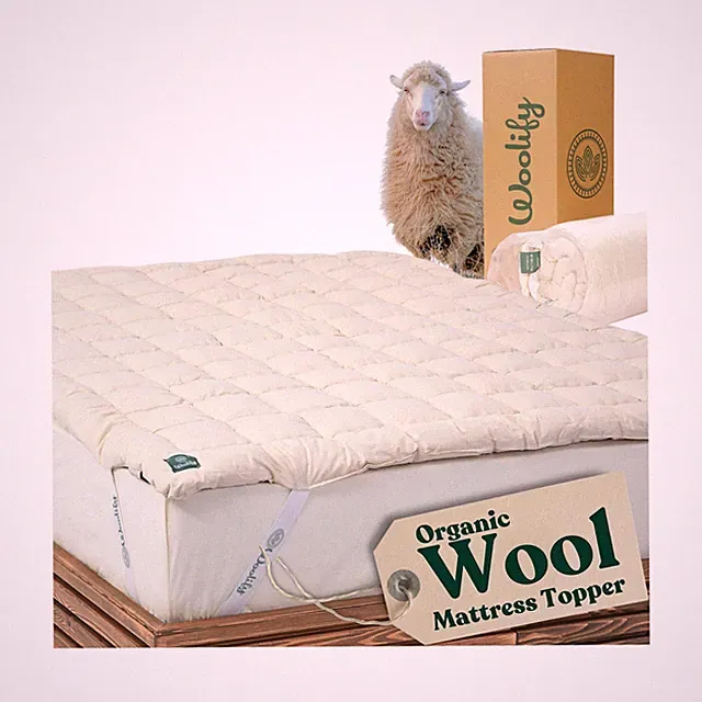 Organic Merino Wool Mattress Topper - Luxury Pillow Top Mattress Pad, Handmad...