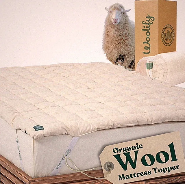Organic Merino Wool Mattress Topper - Luxury Pillow Top Mattress Pad, Handmade