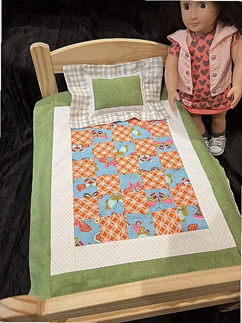 Patchwork Doll Bed Quilt - Made For American Girl 15"x19” Polly’s Quilts Rox