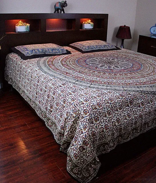 Reversible Duvet Cover Cotton Block Print Mandala Paisley Kalamkari Twin 68x86