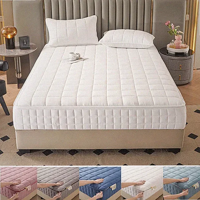 Six Sides Full Enclosed Bed Pad Thicken Mattress Cover with Zipper Fitted Sheet