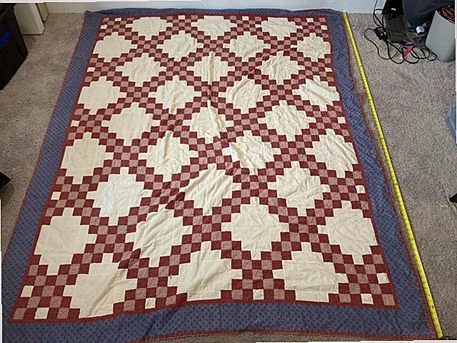 USA Handmade Queen/King Size Quilt- Irish Chain Patchwork- 89" " Colorful