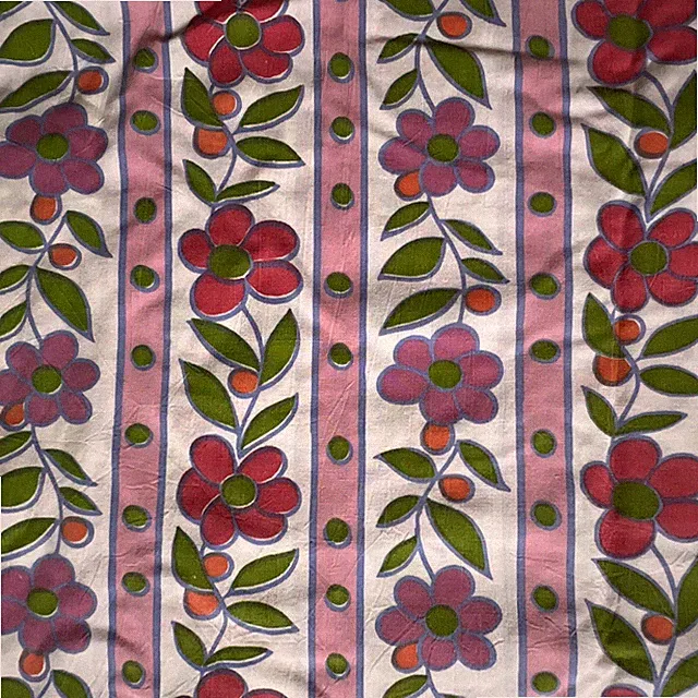 Vintage Duvet Cover Cotton Hippie 1960’s Floral 80 x 67” Homemade Zipper Closure