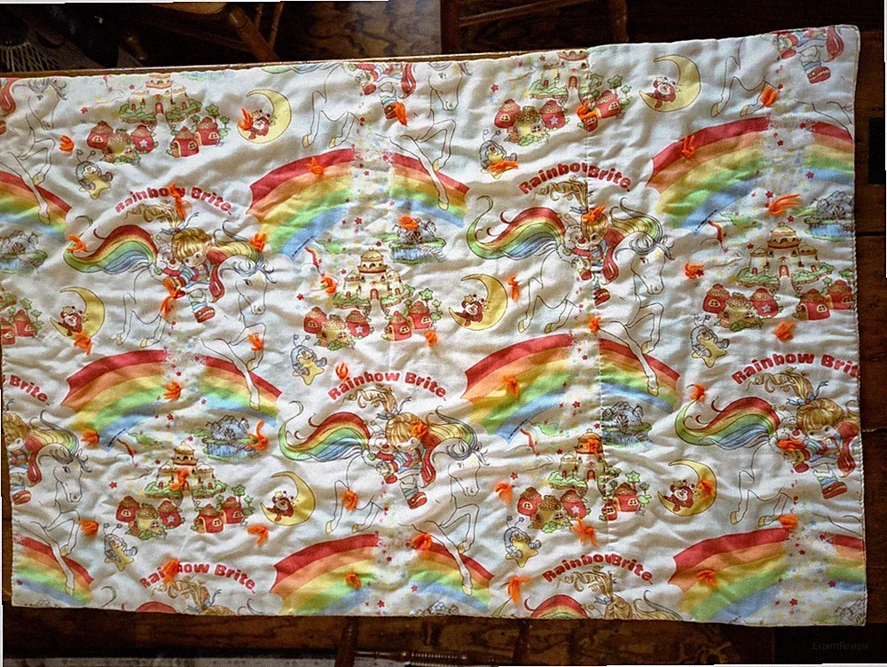 Vintage Handmade Blanket Of Rainbow Brite 1983 Hallmark Bed Sheets Floral *READ*