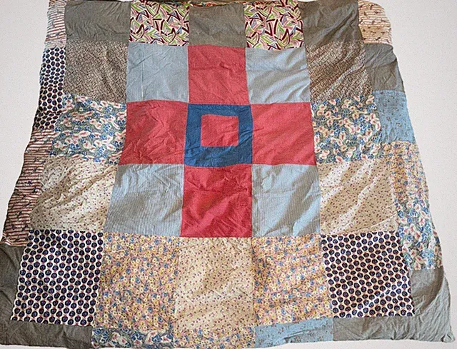 Vintage Handmade Patchwork Duvet Feather Comforter Blanket Cottage Hawaiian