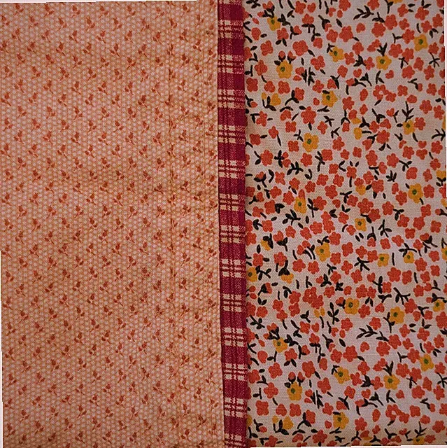 Vintage Handmade Pillowcase Pair Standard Pink Floral Feedsack Cotton Rustic