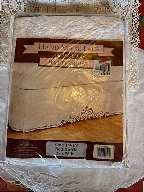 Vintage L Kee & Co Hand Made Bed Ruffle Skirt Size Twin Cotton Boho