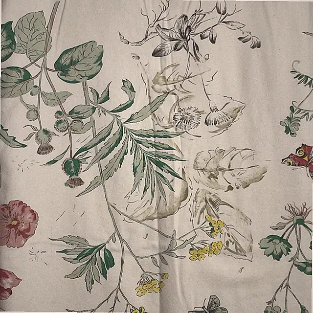 Vtg Duvet Cover Queen Spring Flowers Butterfly Ivory Pastel Cotton USA Hand Made