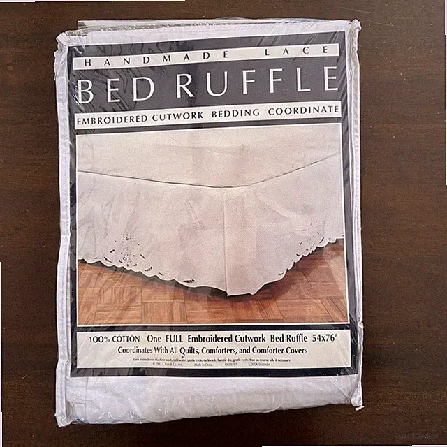 VTG Handmade Lace Bed Ruffle Cotton Full 54x76” Embroidered Cutwork White NIP