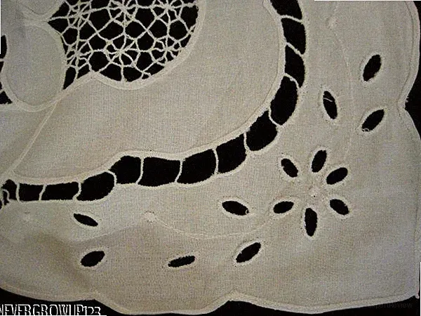 VTG HANDMADE WHITE CUTWORK & EMBROIDERY TWIN FLAT SHEET~PILLOWCASE~COTTON~NIP