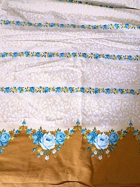 VTG MCM Floral Duvet Cover Blue Yellow Floral Roses Handmade 75x82